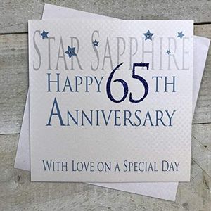 Witte katoenen kaarten""Star Saffier Happy 65. verjaardag met liefde op een speciale dag handgemaakte kaart