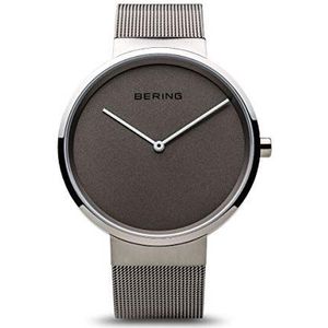 Bering Heren Analoog Quartzhorloge Met Roestvrij Stalen Armband 14539-077, 39 mm, Grijs