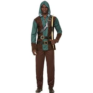 Deluxe Forest Archer Costume, Green, Hooded Top & Trousers (S)