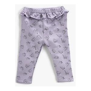 Koton Babygirls Ruffled Unicorn Printed Elastische Tailleband Leggings, Paars design (3d7), 6-9 Monate