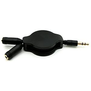 SYSTEM-S Audio Y-kabel 100 cm stereo AUX jack 3,5 mm stekker naar 2x bus uitschuifbaar