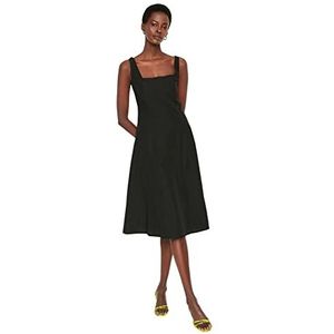 TRENDYOL Midi Basic Regular Fit geweven jurk voor dames, zwart, 40