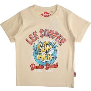 Lee Cooper Jongens T-shirt - Comfortabel katoenen shirt met stijlvolle print voor dagelijks gebruik - Maat 6 jaar - Beige, beige, 6 Jaar