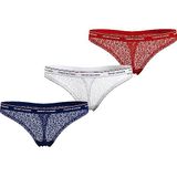 Tommy Hilfiger Dames 3 Pack String Kant (Ext Maten) UW0UW04896, Desert Sky/Wit/Primair Rood, M, Woestijnhemel/Wit/Primair Rood, M