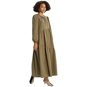 TRENDYOL Damesjurk, blauw-A-lijn, Kaki, 40