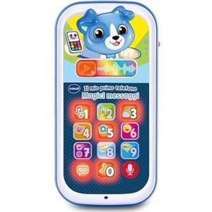 VTech Mijn eerste telefoon - magische blauwe berichten, interactieve telefoon voor kinderen, leer de cijfers en het alfabet, babyspel met 10 lichtgevende toetsen, Italiaanse taal, batterijen