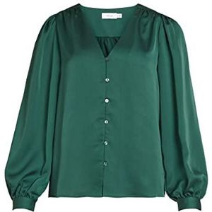 Vila Dames Viellette V-hals L/S Shirt/Su-Noos Blouse, Pineedle, 44