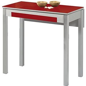 ASTIMESA Keukentafel, metaal, rood, 80 x 40 cm, verlengd 80 x 60 cm