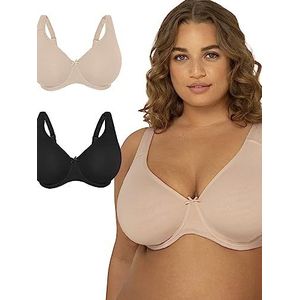 Fruit of the Loom Women's Fit for Me Collection: Plus-Size Unlined Underwire Bra-Cotton Comfort & Pinch-Free Straps, Heather Grey/Black Hue, 42G