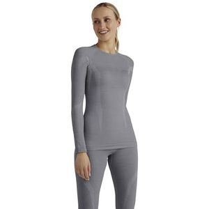 FALKE Dames Top van onderlaag Wool-Tech Round Neck W L/S SH Wol Functioneel material Sneldrogend 1 Stuk, Grijs (Grey-Heather 3757), M