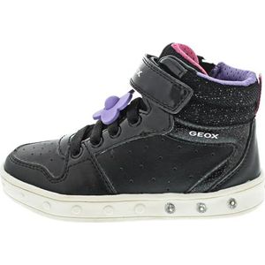 Geox - J Skylin Girl B - Meisjessneakers - Zwart - Fuchsia - Leer