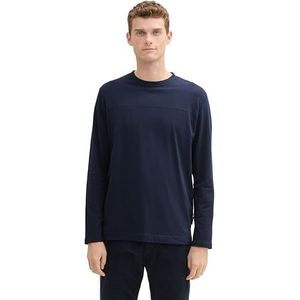 TOM TAILOR T-shirt met lange mouwen voor heren, 10668 - Sky Captain Blue, XL