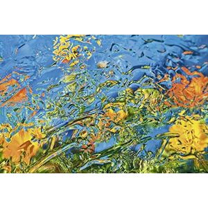 Decoratief acryl glas afbeelding 60 x 40 cm oranje op blauwe Scenolia wanddecoratie 100% gemaakt in Frankrijk