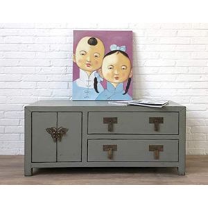 Opium Outlet TV commode dressoir kast lage kast koloniale stijl China Aziatisch oosters Chinees (lichtgrijs)