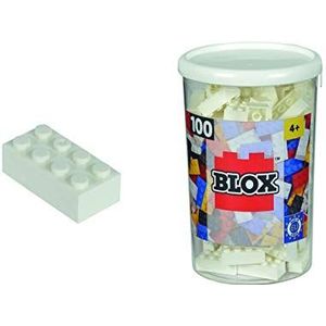Simba 104118915 Blox, 100 witte bouwstenen voor kinderen vanaf 3 jaar, 8 stuks, inclusief doos, hoge kwaliteit, volledig compatibel met vele andere fabrikanten