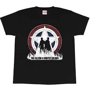 Marvel The Falcon And The Winter Soldier Sam & Bucky Silhouette T-shirt, Meisjes, 116-170, Schwarz, Officiële Koopwaar