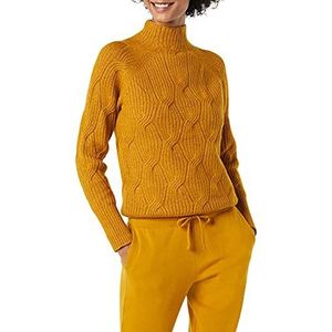 Amazon Essentials Zachte kabeltrui met trechterhals voor dames, tabaksbruin, M