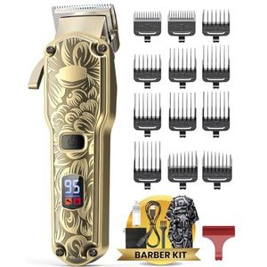 Tondeuse voor heren, professionele tondeuse, met led-display, elektrische baardtrimmer, draadloos, IPX7 waterdicht haar en baardtrimmer voor mannen