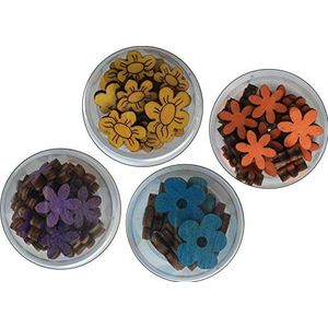 Petra's Knutsel-News knutselset 4-delige set gekleurde bloemen IV, bestaande uit 4 verschillende designs, 4 kleuren, hout, kleurrijk