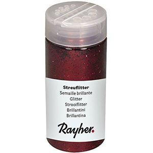 Rayher 3925818 strooiflitser, blik met strooideksel, 110 g, glitter ideaal voor knutselen, voor het decoreren van papier, karton, hout, piepschuim, keramiek, steen, rood