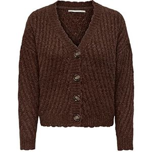 ONLY Dames Onlnew Chunky L/S Short CARDGAN KNT Cardigan Sweater, Potting Soil/Detail:W. Melange, L (2-pack)