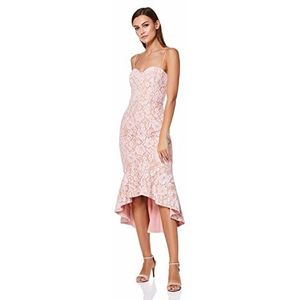 Jarlo London Cleo All Over Lace Cami Strap Midi-jurk, Roze/Naakt, UK 12, Roze/Nude, 38