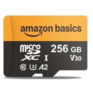 Amazon Basics Snelle snelheid tot 200MB/s Micro SD-kaart, 256 GB, zwart, 1-pack