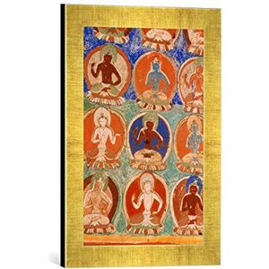 Fotolijst van 10e eeuw ""Alchi, Kloster, Duizend Boeddha"", kunstdruk in hoogwaardige handgemaakte fotolijst, 30x40 cm, Gold Raya