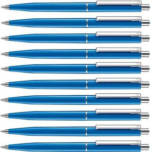 allpremio 50 stuks blauwe intrekbare balpennen kwaliteit dikte M onuitwisbaar volgens ISO 12757-2 met metalen clip navulbaar
