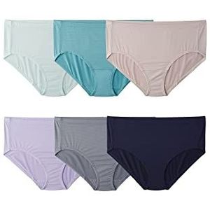 Fruit of the Loom Grote maten ondergoedslip voor dames, geschikt voor mij, ontworpen om je rondingen aan te passen, Brief - Koelstrepen - Kleuren kunnen variëren, 10 Plus
