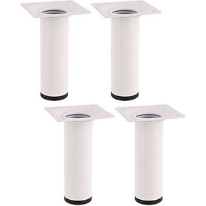 Wagner meubelpoot/tafelpoot/meubelvoet Classic Retro 4-delige set - Ø 30 x 100 mm, geïntegreerde schroefplaat 60 x 60 mm, binnendraad Ø 10 mm, staal gepoedercoat wit - 12161004