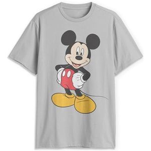 Disney Men's Regular Classic Mickey Mouse Graphic Short Sleeve T-Shirt, Sliver, X-Small