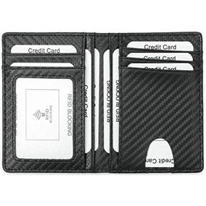 Dorras Slanke portemonnee - Minimalistisch voorvak RFID-blokkerende tweevoudige portefeuilles, creditcardhouder met ID-venster - zwart, koolstofvezel zwart, één maat, minimalistisch