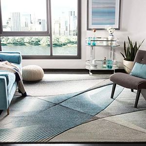 Safavieh Mid-Century modern niet-pluizend woonkamer slaapkamer accent gebied tapijt, polypropyleen, grijs/groenblauw, 4x6ft