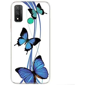 Beschermhoes voor Huawei P Smart (2020) Vlinder Blauw Wit