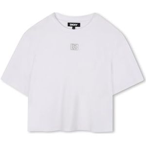 DKNY D62411 T-shirt voor meisjes, Wit, 10 Jaren