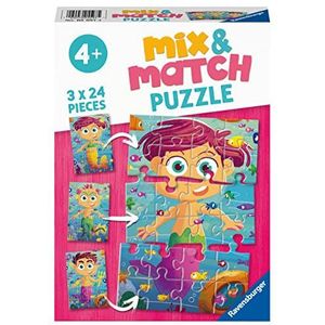 Ravensburger Kinderpuzzle - Meerjungfrauen und Seeungeheuer - 3x24 Teile Mix&Match Puzzle für Kinder ab 4 Jahre