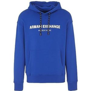 Armani Exchange We Beat as one MHF Men's Cross Gender, Lange Sleeves, Comfy Fit, Hooded Hooded SweatshirtBlueLarge, Blau, L