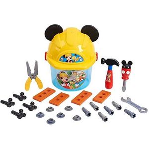 Just Play Disney Junior Mickey Mouse Speelset Gereedschapsset emmer en beschermhelm deksel met Mickey Mouse oren, 25 accessoires, vanaf 3 jaar
