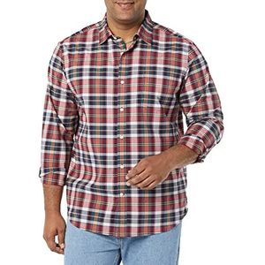 Amazon Essentials Heren Regular-Fit Stretch Poplin Shirt met lange mouwen, Rood Wit Geruit, Large