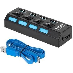 Rebel - HUB USB 3.0 - 4-poorts - Zwart - Plug&Play