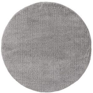 benuta ESSENTIALS tapijt, polyester, grijs, diameter 200 cm, rond