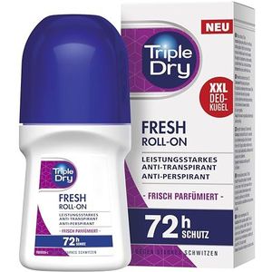 Triple Dry Anti-transpirant Roll-On Fresh 50 ml, deoroller tegen sterk zweten, antibacteriële deodorant voor 72 uur bescherming, fris geurende anti-transpirant