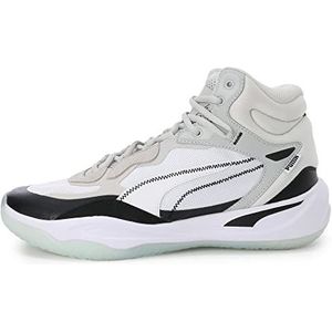 PUMA Playmaker Pro Mid Basketbalschoenen voor heren, wit/zwart (PUMA White Black PUMA Black), 53.5 EU