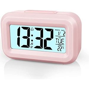 Vicloon Digitale wekker voor nachtkastje, led-displayklokken met instelbare sluimerfunctie 12/24 uur, temperatuur, datum, timer, lichtregeling, draagbare wekkers voor slaapkamer, thuiskantoor, keuken