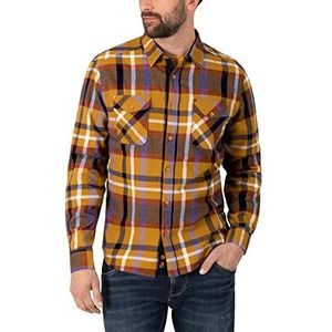 Timezone Flanel overhemd voor heren, Big Ochre Navy Check, XL