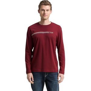 TOM TAILOR T-shirt met lange mouwen voor heren, 14155 - Cabarnet Bordeaux Red, XXL