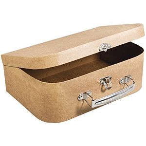 Rayher 67206000 papier-maché-koffer, 24 x 16 x 8 cm, FSC-gecertificeerd, met metalen handvat en kliksluiting, kleine koffer van papiermaché, knutselkoffer, gebruiksvoorwerpen, papier-machébox, natuur