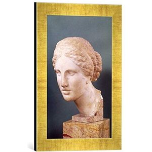 Ingelijste afbeelding van Greek School ""The Kauffmann Head, Head of Aphrodite, copy of the Aphrodite of Cnidus by Praxiteles (fl.375-40 BC) c.150 BC"", kunstdruk in hoogwaardige handgemaakte