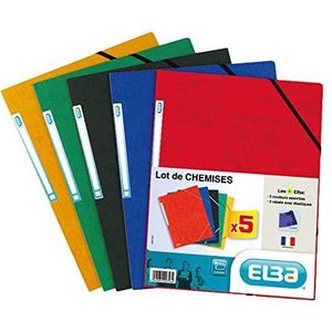Elba Pak van 5 Document Houders A4 Glanzende Kaart Verschillende Kleuren